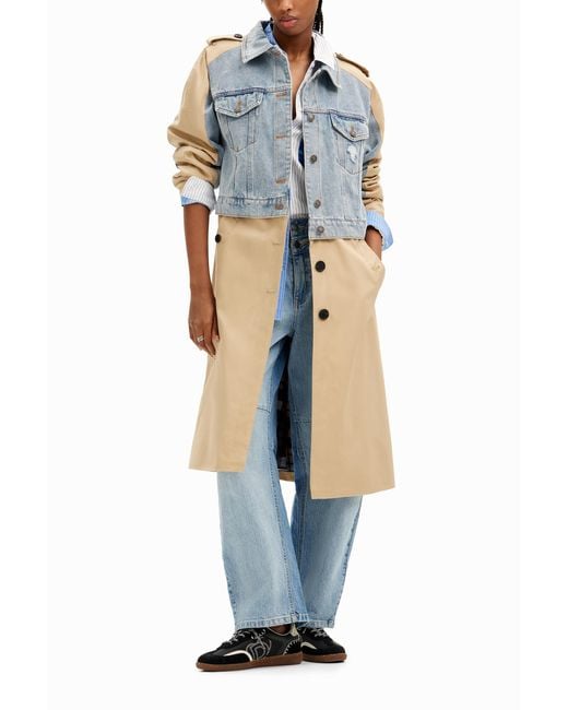 Desigual Blue Hybrid Denim Trench Coat