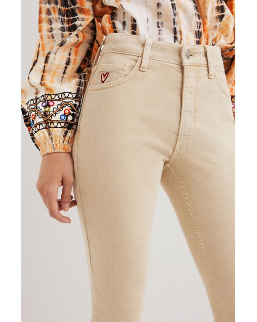 Desigual Natural Flared Cropped Jeans, Cotton