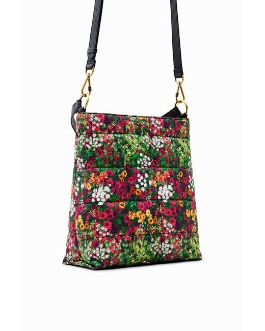 Desigual Black Large Floral Bucket Bag, Polyester