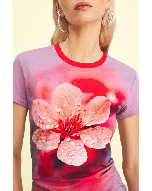Desigual Red Floral T-Shirt, Cotton