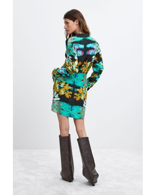 Desigual Blue Long Sleeve Dress M C Lacroix, Viscose