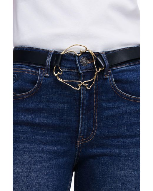 Desigual Black Zalio Heart Belt, Polyurethane