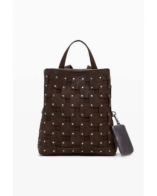 Desigual Brown Medium Faux Leather Patch Backpack, Polyurethane