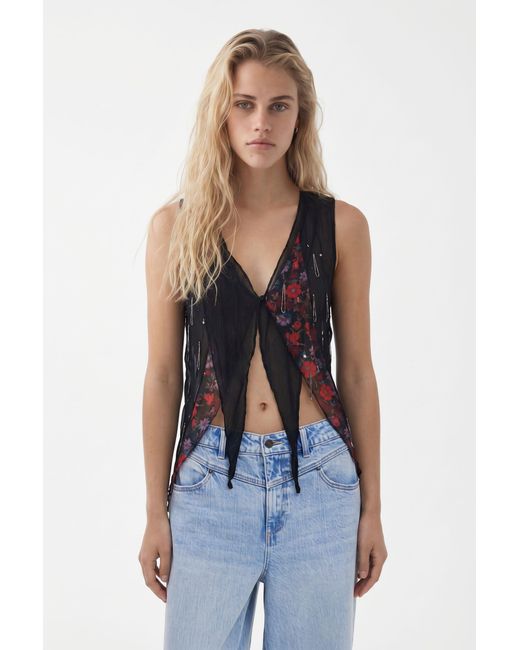 Desigual Blue Asymmetric Chiffon Blouse, Polyester
