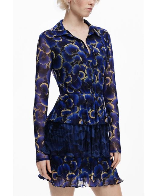 Desigual Blue Dress Designed By Mr. Christian Lacroix, Polyester