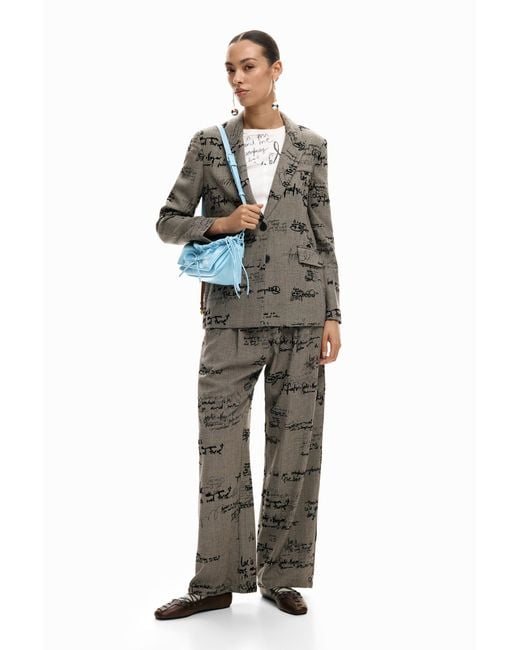 Desigual Black Plaid Lettering Trousers