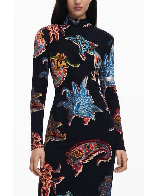 Desigual Black Dress Designed By Mr. Christian Lacroix, Viscose