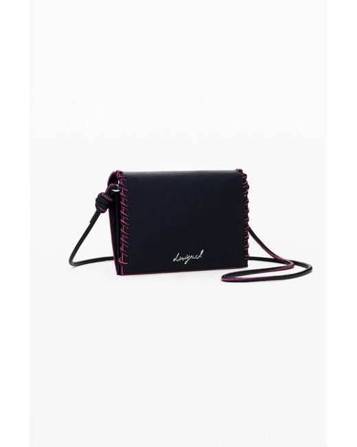 Desigual Blue Medium Crossbody Wallet With Stitching, Polyurethane
