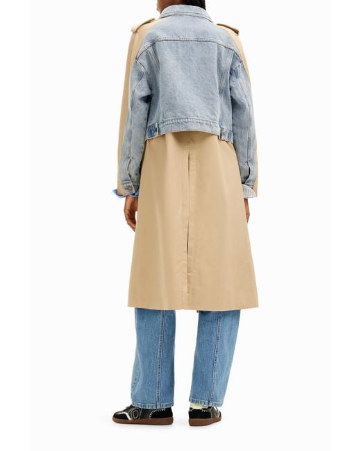 Desigual Blue Hybrid Denim Trench Coat