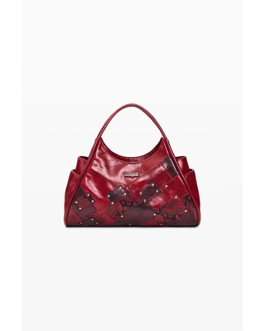 Desigual Red Medium Snake Bag, Polyurethane