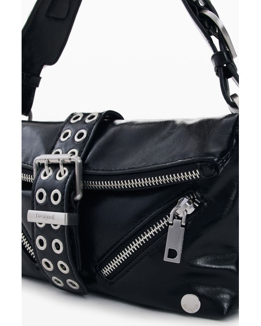 Desigual Blue Buckle Bag Leather Effect, Polyurethane