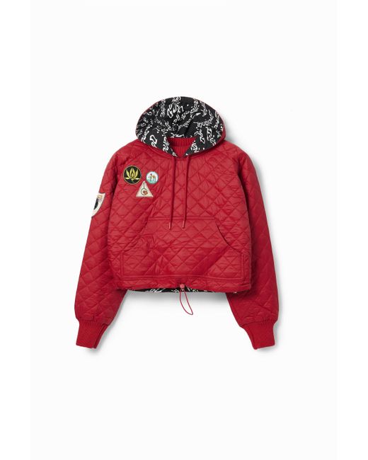Desigual Red Gesteppter Sweater Flicken