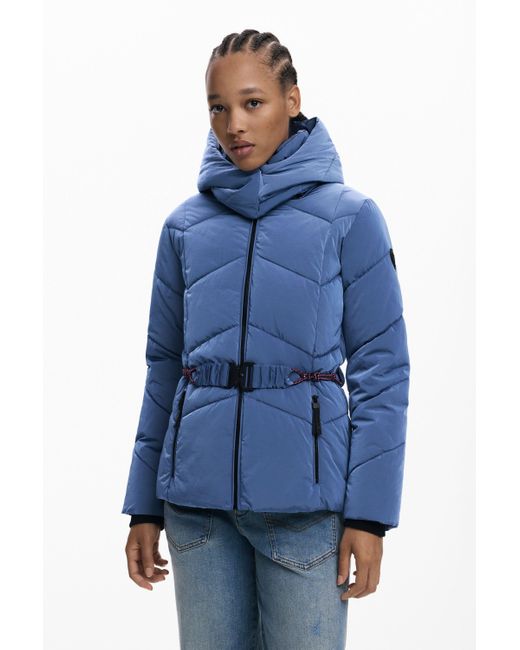 Chaqueta Acolchada Corta Tornasol Desigual de color Blue