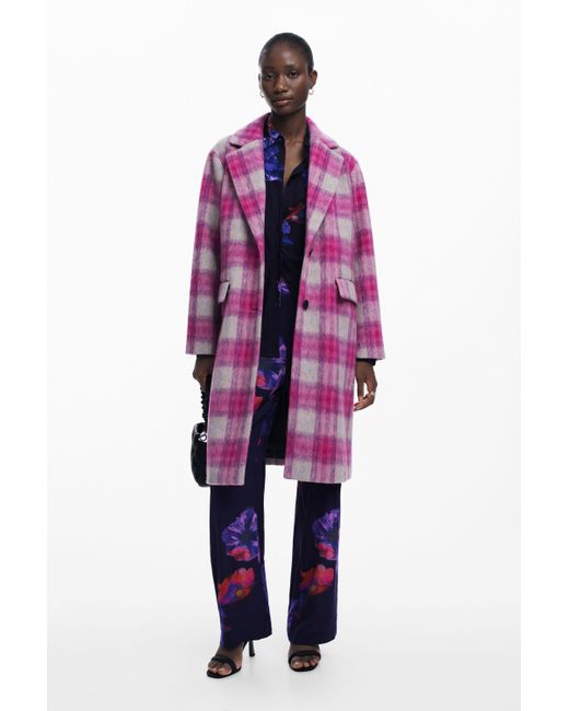Desigual Purple Tartan Coat