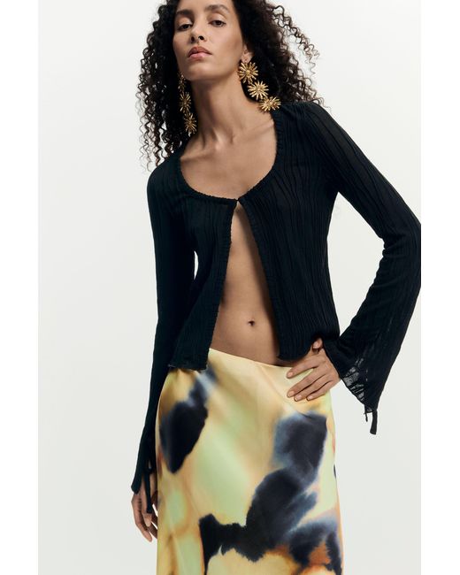 Desigual Black Printed Midi Skirt, Polyester