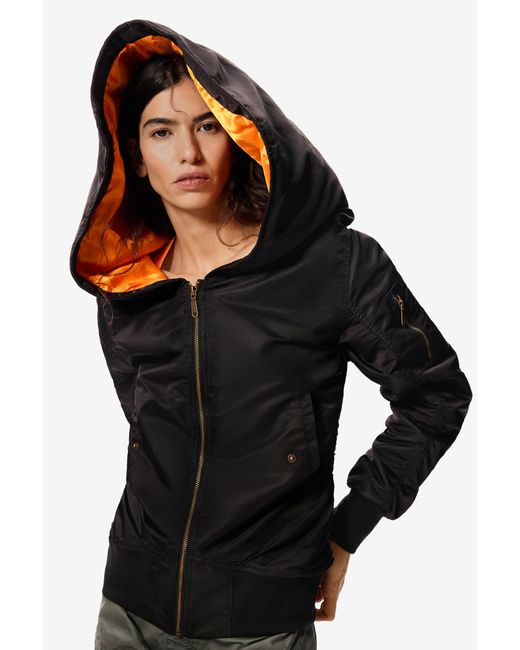 Desigual Black Hooded Jacket Masha Popova, Polyamide