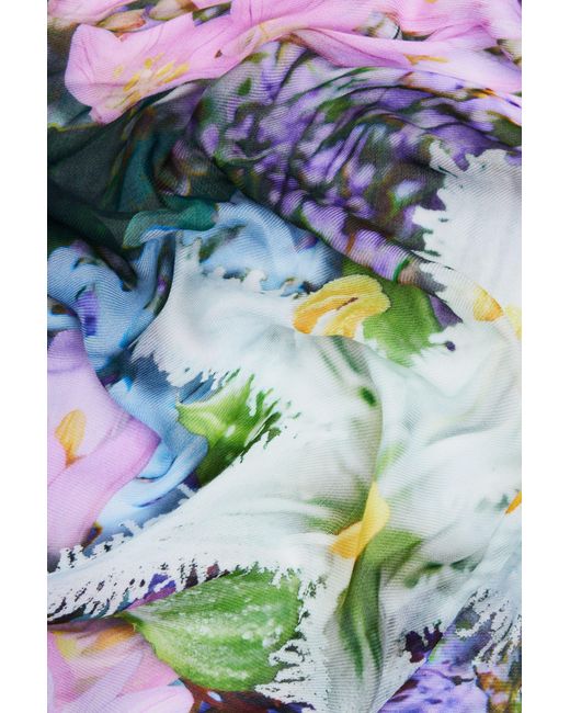 Desigual Blue Rectangular Garden Foulard, Viscose