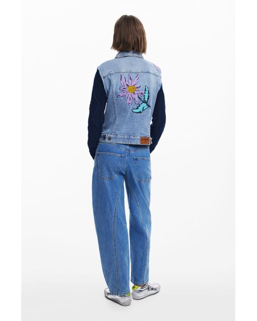 Desigual Blue Combined Floral Trucker Jacket