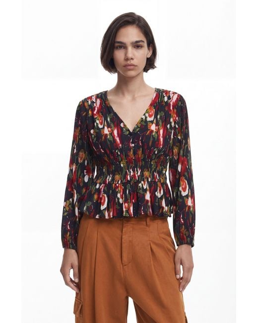 Desigual Red Floral Blouse, Polyester