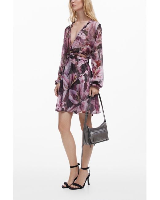 Desigual Red Flowy Orchid Dress, Polyester