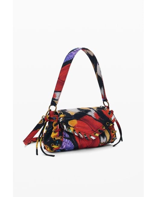 Desigual White Medium Printed Bag, Cotton