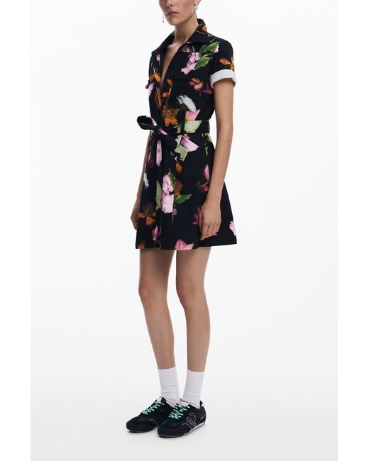 Desigual Black Utility Shirt Dress, Cotton