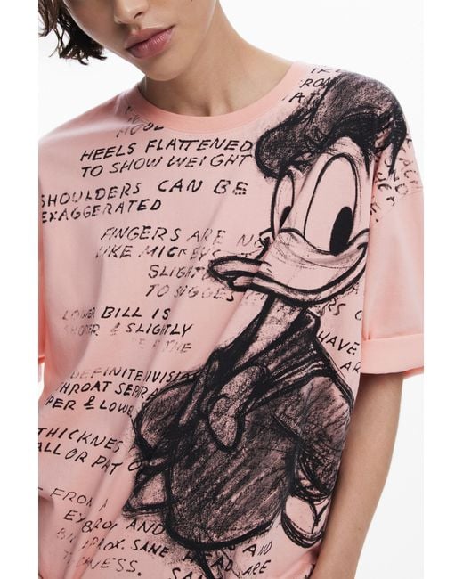 Desigual Red Donald Duck T-Shirt, Cotton