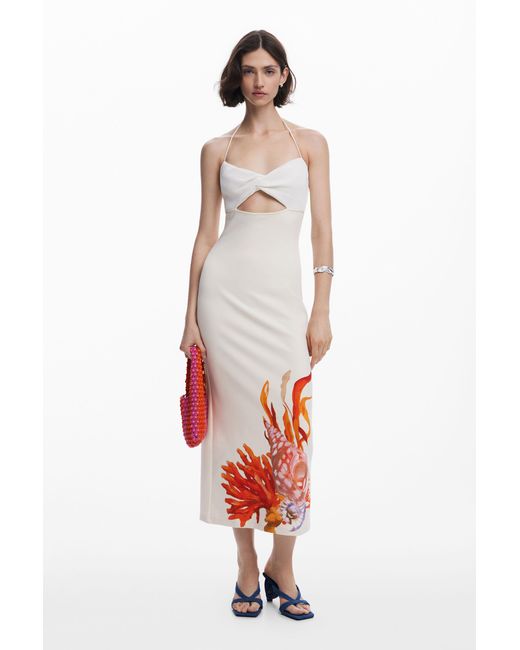 Desigual White Cut-Out Neckline Dress Shells