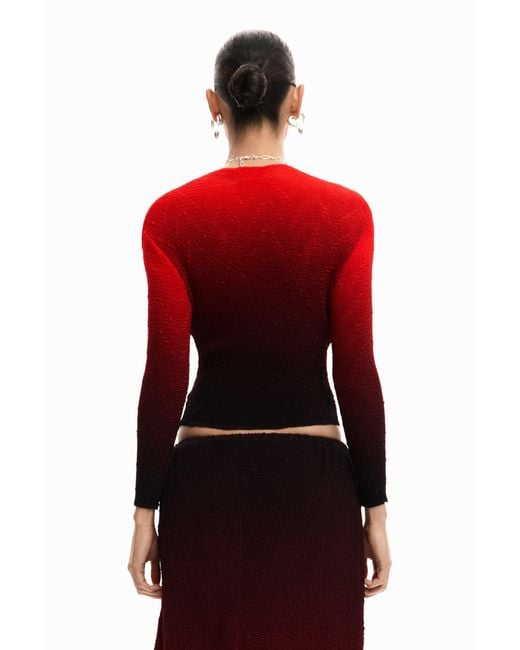 Desigual Red Gradient Blouse, Polyester
