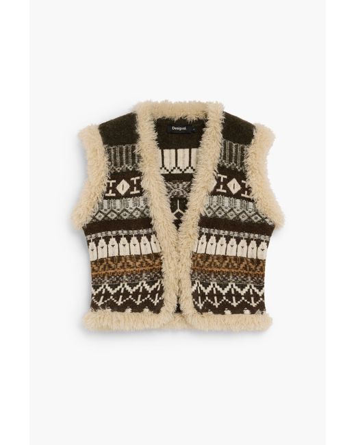 Desigual Black Jersey Knit Jacquard Furri