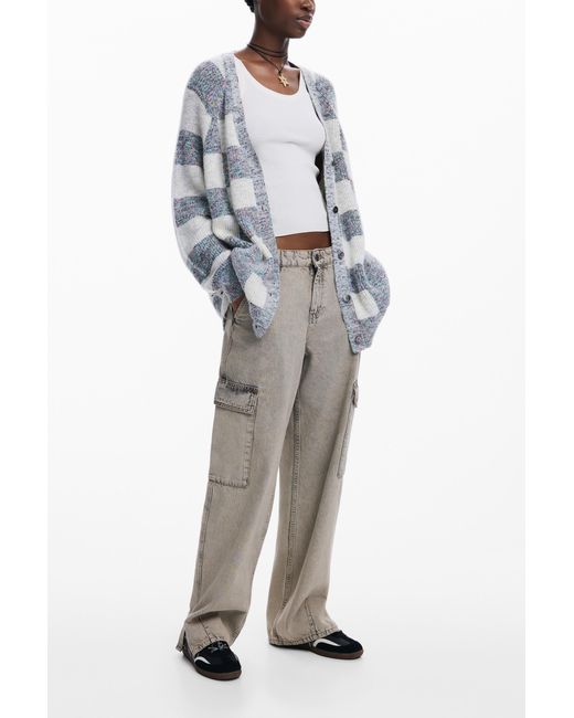 Desigual Blue Combined Knit Cardigan