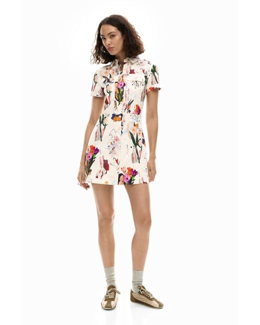 Desigual White Short Collage Dress