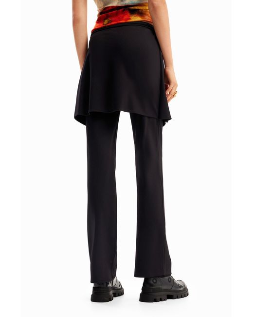 Desigual Black Straight Trousers With Skirt