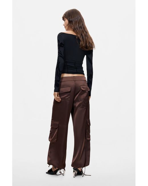 Desigual Brown Long Cargo Pants, Polyester