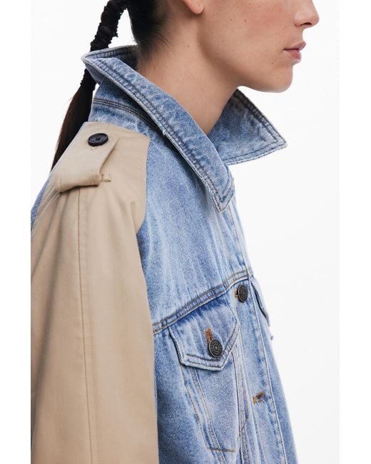 Desigual Blue Hybrid Denim Trench Coat