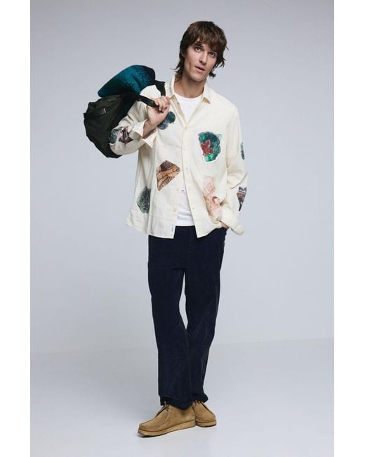 Desigual Gray Mosaic Patch Shirt, Cotton for men