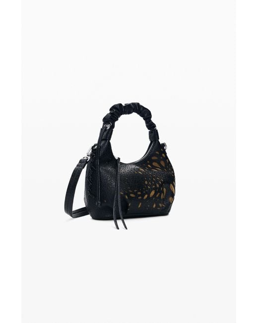 Desigual Black Small Perforated Bag, Polyurethane