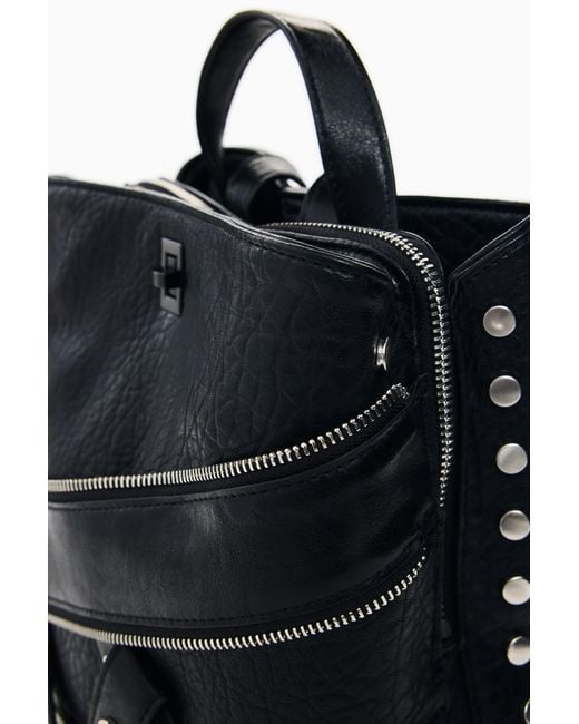 Desigual Black Mini Small Backpack, Polyurethane