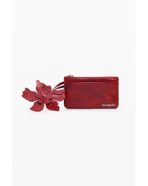 Desigual Red Small Shiny Leather-Effect Cardholder, Polyurethane