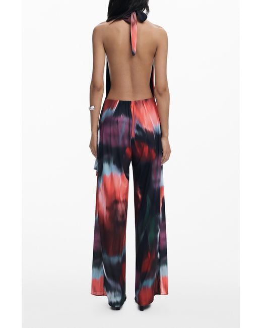 Desigual Red Open-Back Jumpsuit, Polyester
