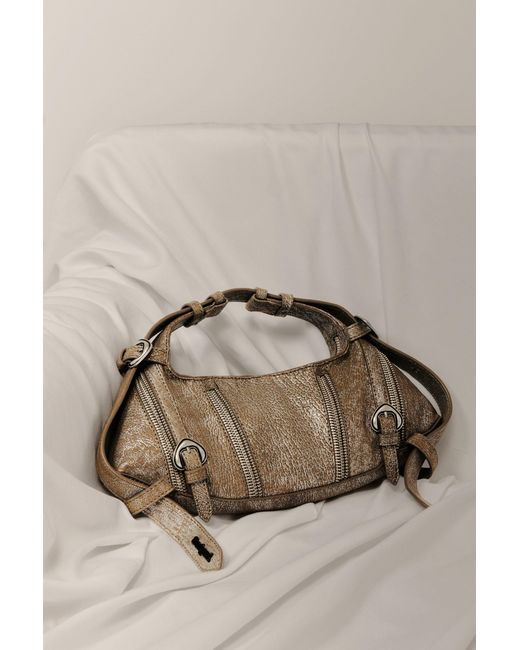 Desigual Brown Medium Metallic Leather Studio Bag, Lamb Leather