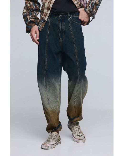 Desigual Blue Gradient Denim Trousers, Cotton for men