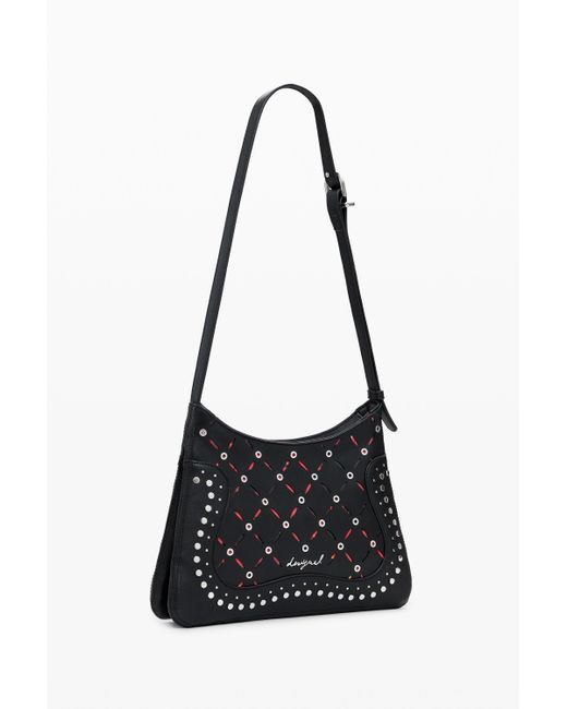 Desigual Black Small Perforated Faux Leather Bag