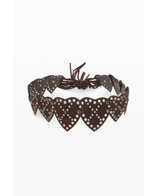 Desigual Brown Belt Chains Heart, Cow Leather