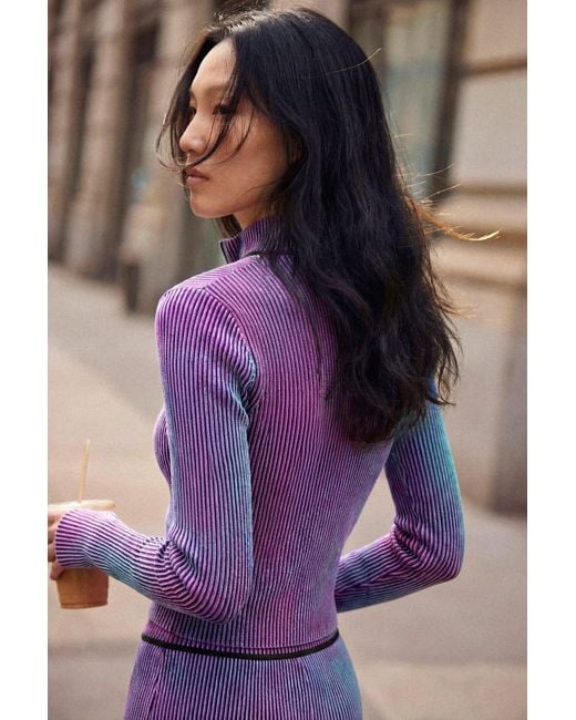 Desigual Purple Iridescent Knit Zip Jacket