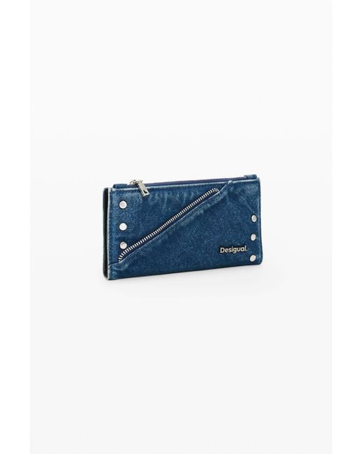 Desigual Blue Large Denim Wallet 100% Cotton, Cotton