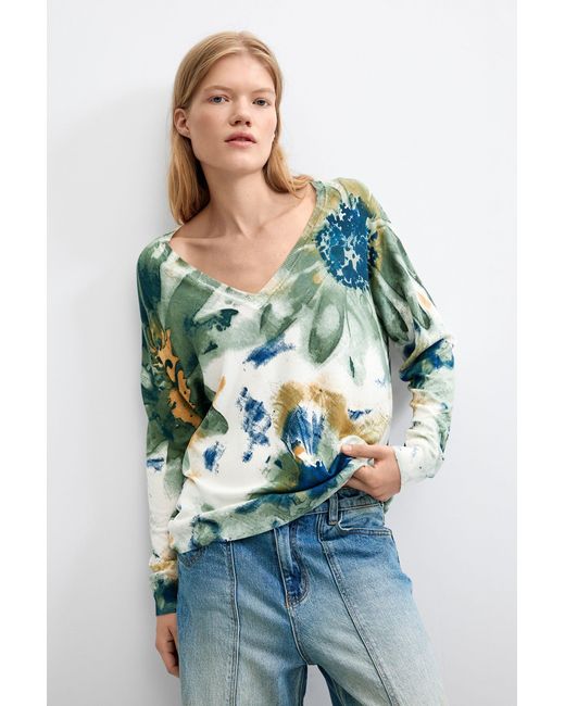 Desigual Blue Thin Printed Sweater