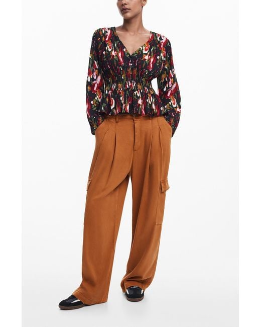 Desigual Red Floral Blouse, Polyester