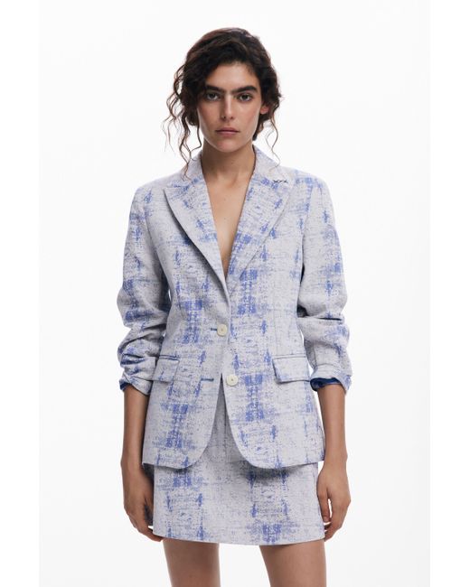 Desigual Blue Textured Blazer