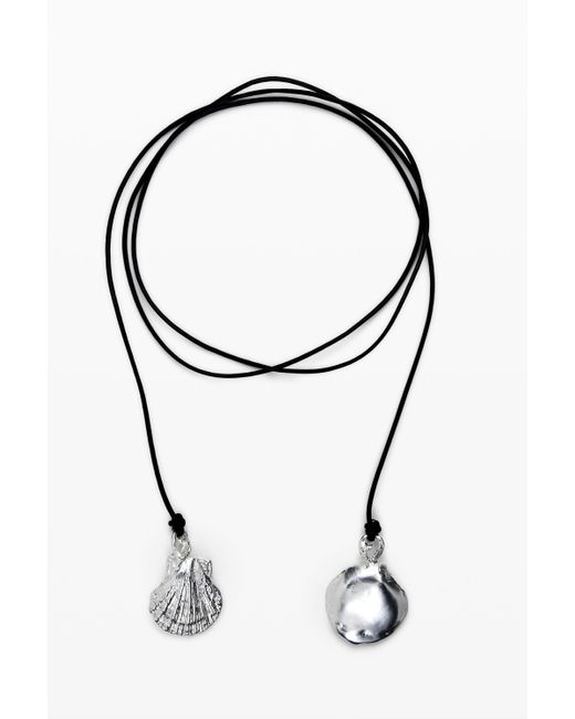 Pendentif Multiposition Plaqué Argent Avec Cordon En Cuir Zalio Desigual en coloris White